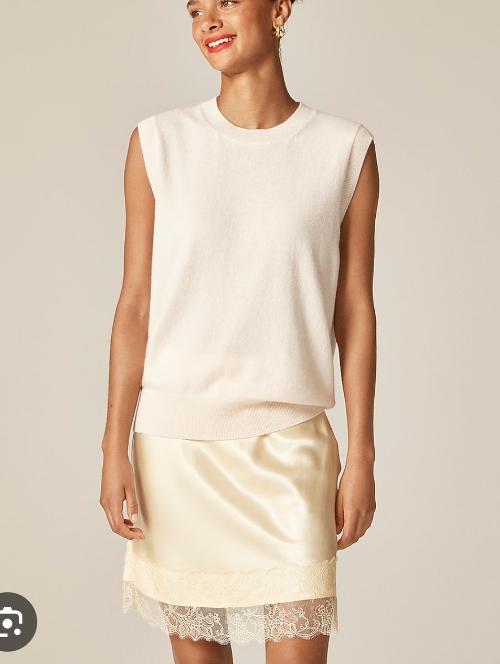J Crew Cashmere relaxed sweater vest CM660  Size S NWT Beige